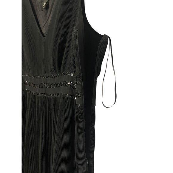 Black Sleeveless Midi Cocktail Dress Sequined Empire Waist Lane Bryant Size 20 - Picture 9 of 14